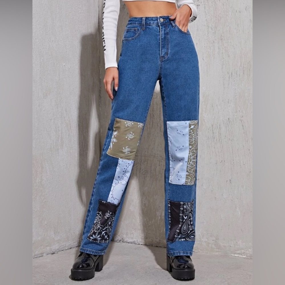 Y2K Bandana Mom Jeans